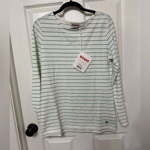 NWT BOAST Long Sleeve green white stripe pickleball / tennis shirt‎